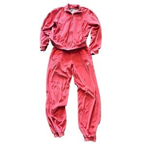 Vtg 4LIFE Track Suit Women's M Pink Terry Cotton Full-Zip Jacket & Pants Set Y2K